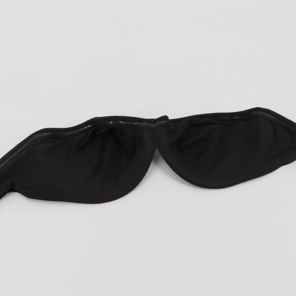 VTG Ralph Lauren 36C Bra Strapless Underwire Black Embroidered Slinky Smooth Y2K - Picture 5 of 11